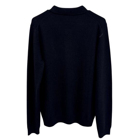 Amicale Small Cashmere 1/4 Zip Black Cashmere Polo Shirt Long Sleeve Workwear - Picture 4 of 5